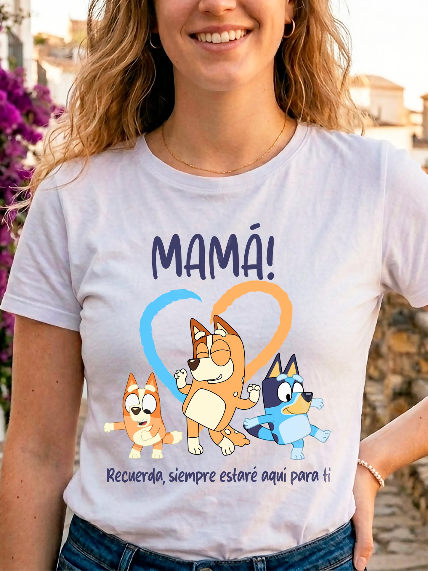CAMISETA DÍA DE LA MADRE: MAMÁ – SIEMPRE ESTARÉ AQUÍ PARA TI 👩👧👦 Frikartes
