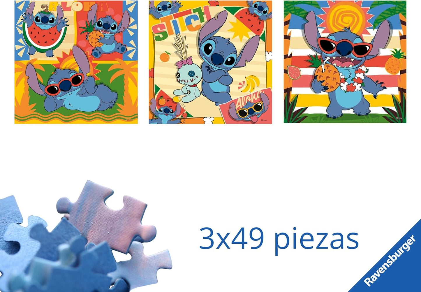 Disney Stitch 3 Puzzles de 49 Piezas