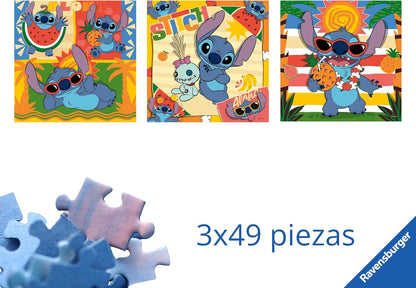 Disney Stitch 3 Puzzles de 49 Piezas